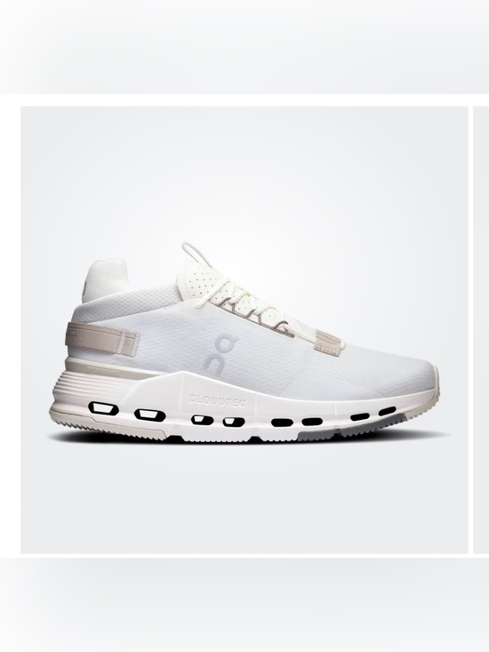 On Running Shoes - On Running Cloudnova 2 Women’s Sneakers in White with Cream Accents - Ice/Sand